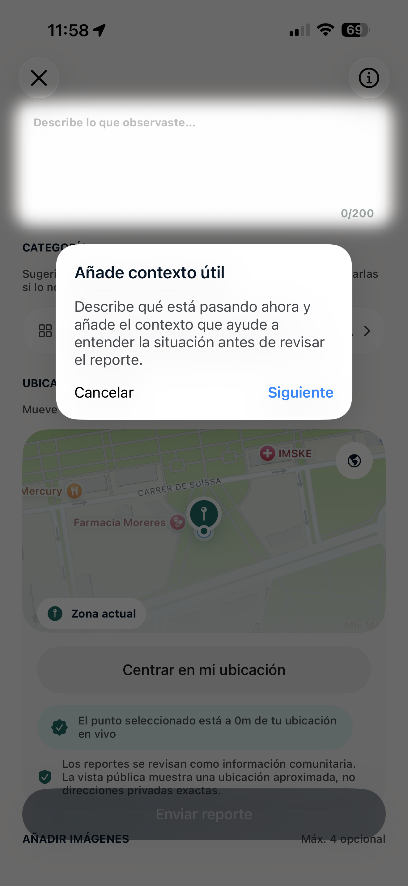 Pantalla de creación de reporte en Vura